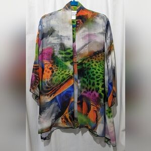 Caroline Rose Bold Print Sheer Kimono